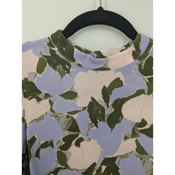 & Other Stories Floral Top Women Size 2 Balloon Sleeve Mock Neck Romantic Office - Picture 5 of 14